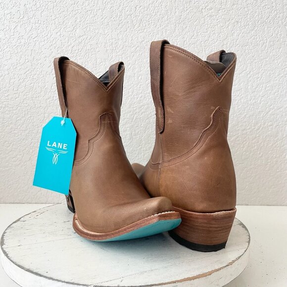 Lane EMMA JANE Womens Cowboy Bootie 9.5 Brown Western Cowgirl Short Ankle Boots